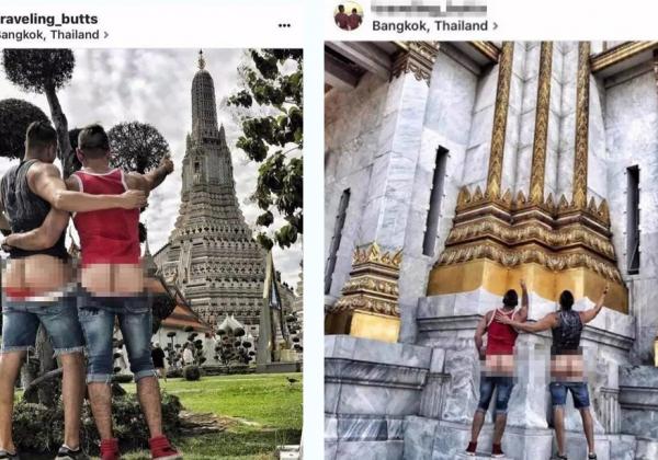 两美国男子在曼谷黎明寺脱裤子拍照，泰网友直呼“滚出泰国”