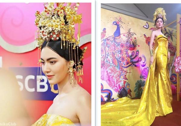 泰国当红女星Mai Davika这身“皇后黄袍”和范爷的龙袍装有的一拼!！！