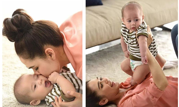 泰国女星Chompoo带双胞胎儿子拍摄广告，镜头感十足3.jpg