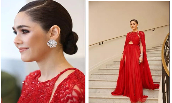泰国女星Chompoo戛纳开幕红毯，红色长裙闪耀登场10.jpg